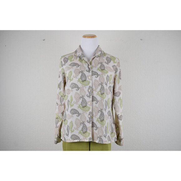 Vintage 90s Polyester Paisley Blouse |size 14P - Picture 3 of 8